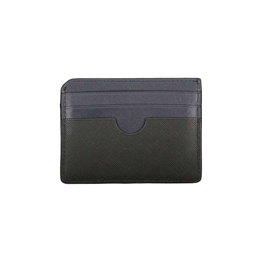 Tommy Hilfiger black leather men's wallet with multiple card slots and a sleek, classic design.