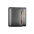 Black Calvin Klein women's wallet made of polyurethane, featuring a sleek design with a zip-around closure and multiple card slots.