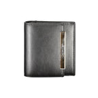 Black Calvin Klein women's wallet made of polyurethane, featuring a sleek design with a zip-around closure and multiple card slots.