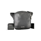 Black Calvin Klein polyurethane men's shoulder bag with adjustable strap and minimalist design, suitable for everyday use.