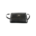 Calvin Klein black polyester women's handbag with sleek design and top handles, perfect for everyday use.