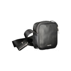 Calvin Klein black polyurethane men's shoulder bag with sleek design and adjustable strap, ideal for everyday use.