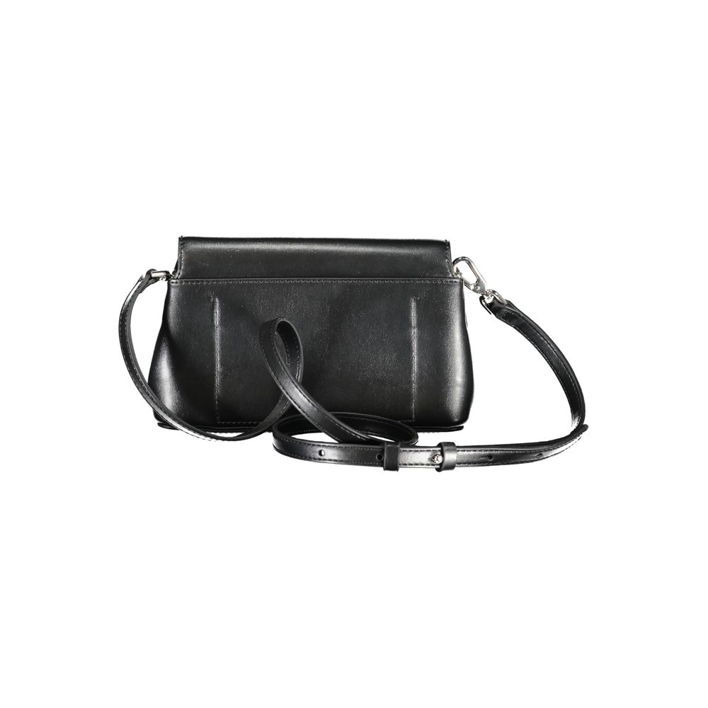 Black Calvin Klein women's handbag made of polyester, featuring sleek design and spacious interior for everyday use.