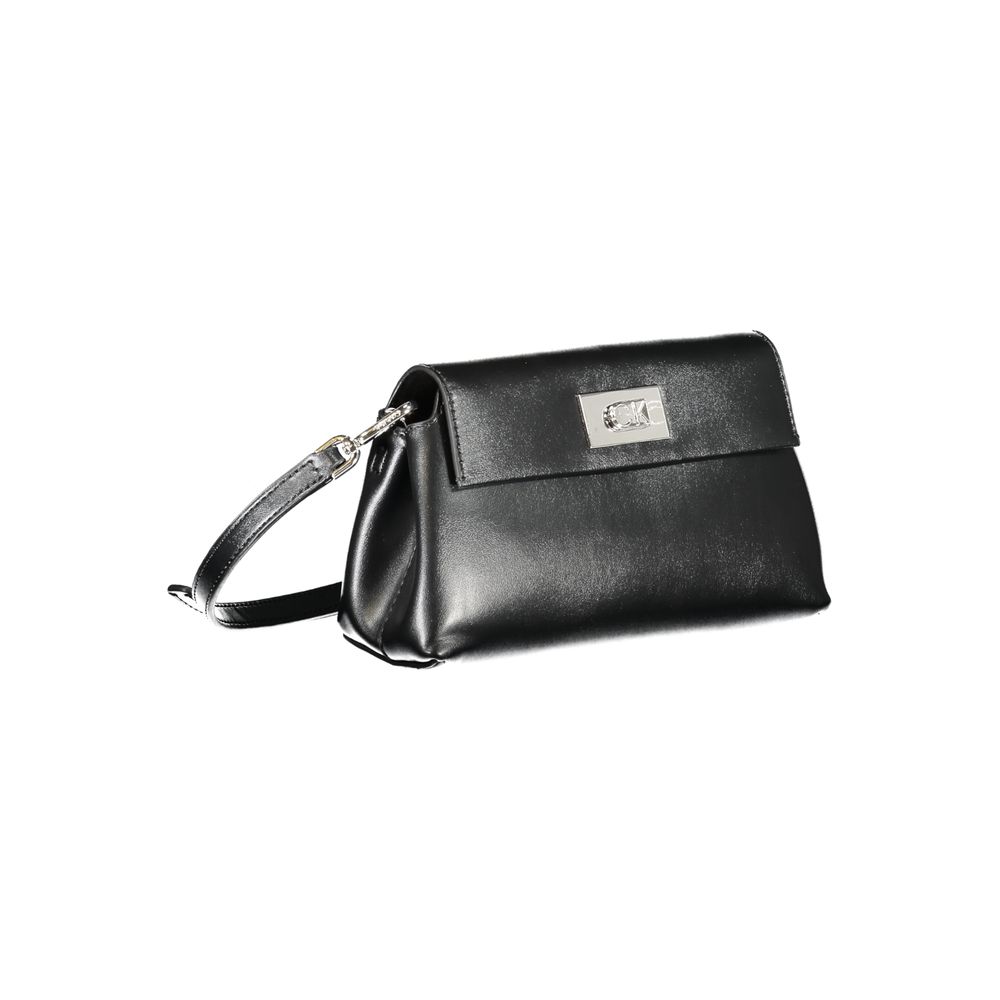 Black Calvin Klein women's handbag made of polyester, featuring a sleek design and practical handles.