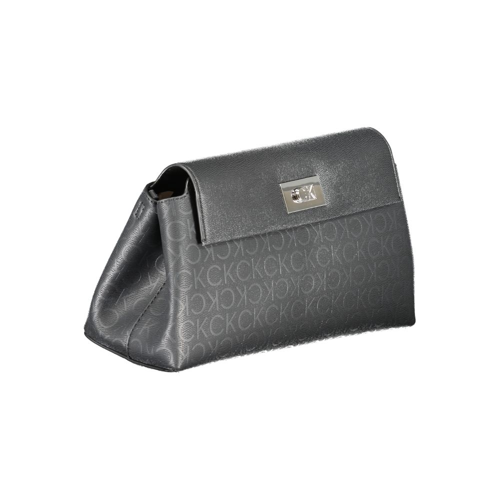 Calvin Klein black polyester women's shoulder bag with sleek design and adjustable strap.