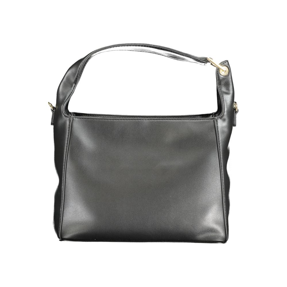 Mario Valentino Nero women's polyurethane bag with sleek design and silver hardware, stylish accessory for everyday use.