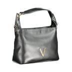 Mario Valentino Nero polyurethane women's bag with sleek design and silver hardware, featuring a top handle and adjustable strap.