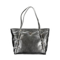 Black Guess Jeans polyurethane women's handbag with sleek design and top handle, featuring minimalist style and subtle brand details.