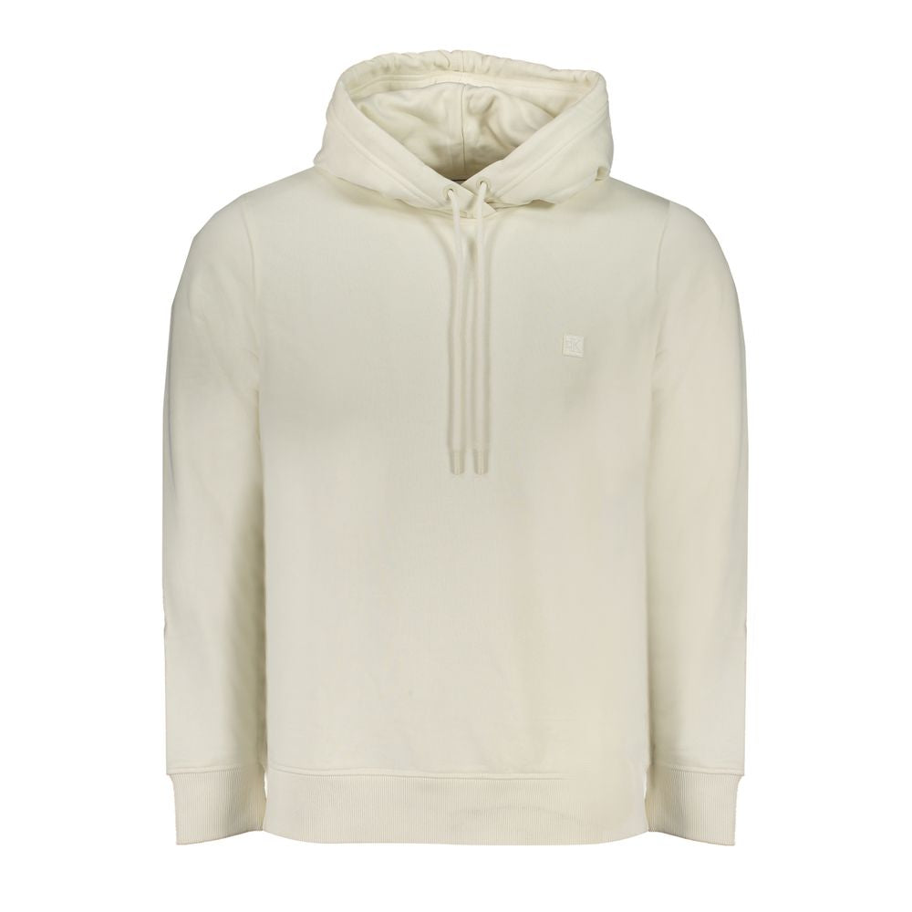 Calvin Klein white cotton men's sweatshirt with crew neck and long sleeves, casual style, shown on a plain background.