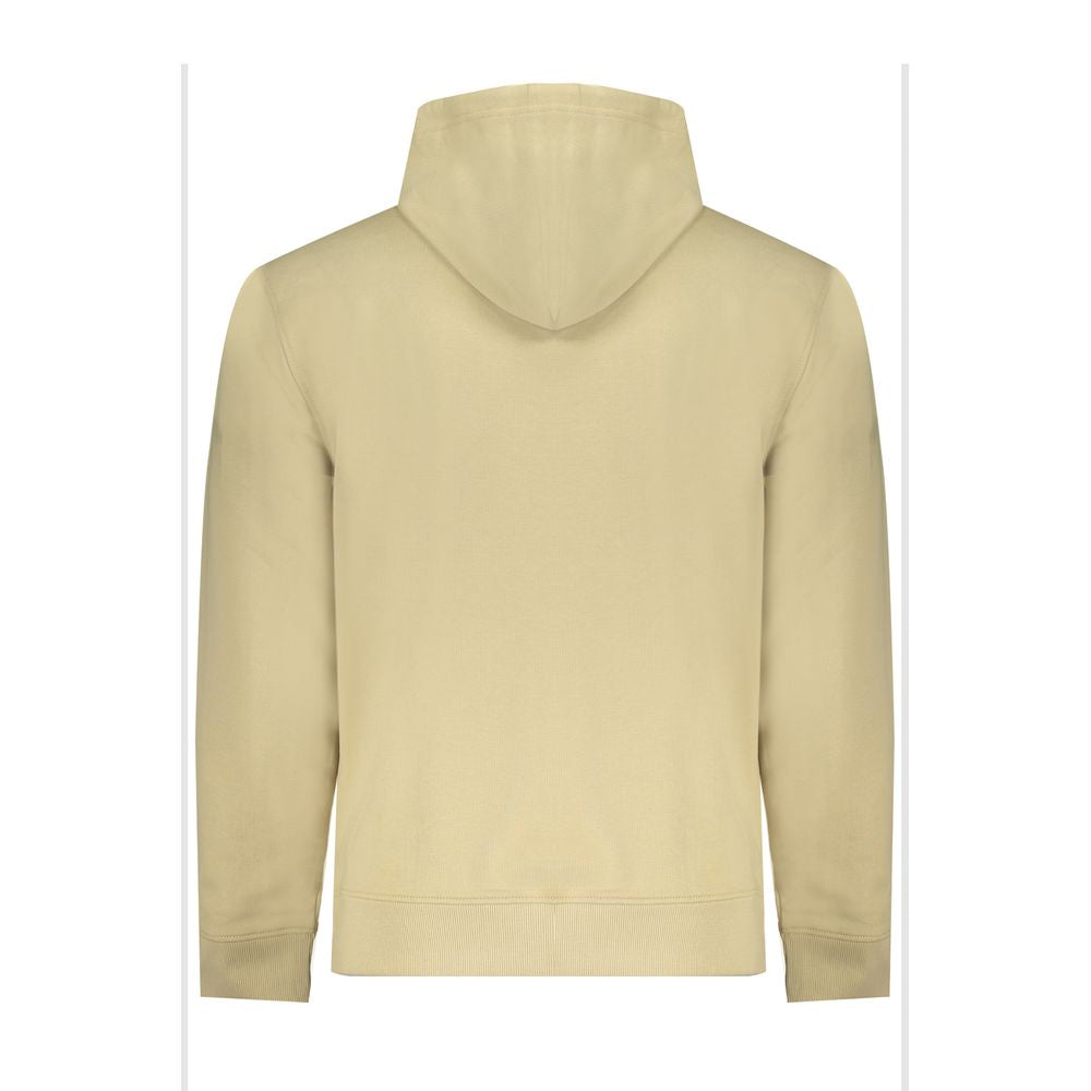 Beige cotton men's sweatshirt by Calvin Klein with a crew neck and minimalist design, shown on a plain background.