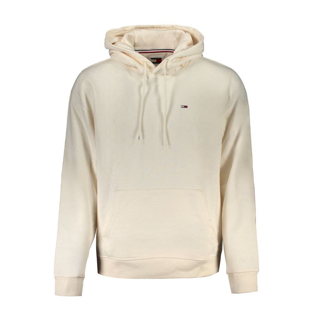 Tommy Hilfiger Bianco cotton men's sweatshirt with crew neck and long sleeves, featuring the brand logo on chest.