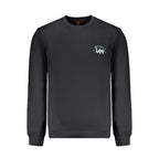 Black cotton men's sweatshirt by Lee, shown on a model, featuring a classic crew neck and relaxed fit for casual wear.