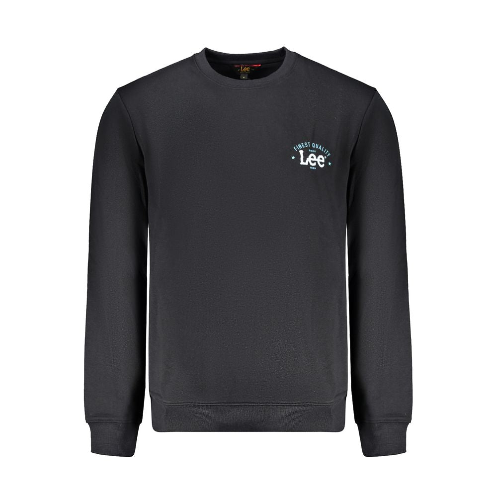 Black cotton men's sweatshirt by Lee, shown on a model, featuring a classic crew neck and relaxed fit for casual wear.