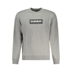 Gray cotton men's sweatshirt by Napapijri with a relaxed fit and subtle branding, shown laid flat on a neutral background.