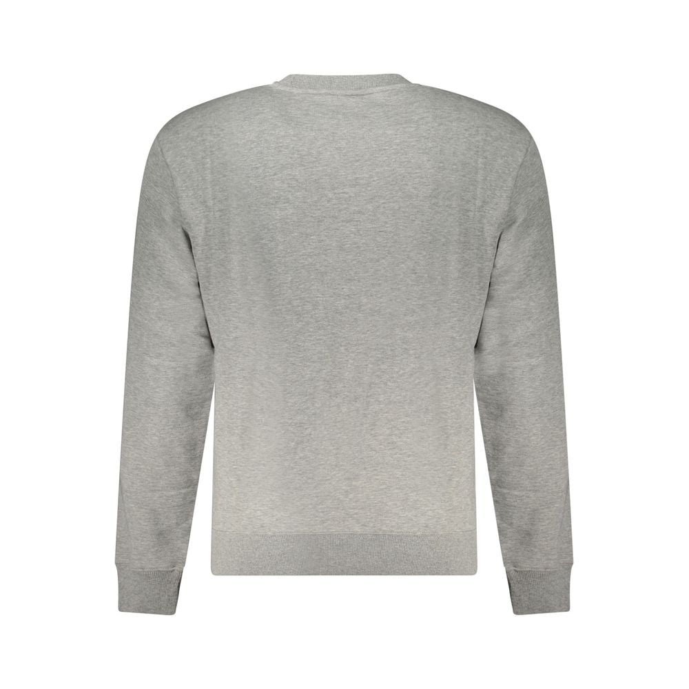 Gray Napapijri cotton men's sweatshirt with crew neckline and relaxed fit, displayed on a plain background.
