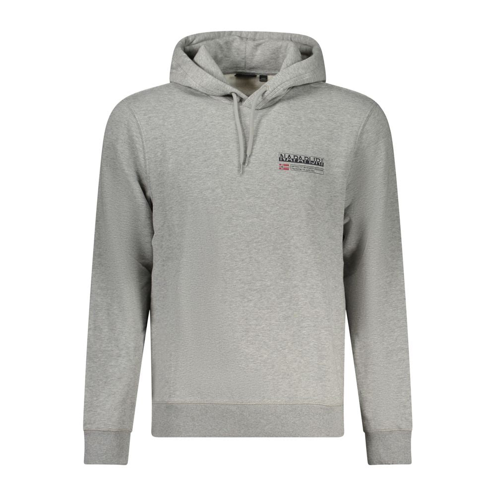 Gray cotton men's sweater by Napapijri, featuring a classic crewneck design and a comfortable fit.