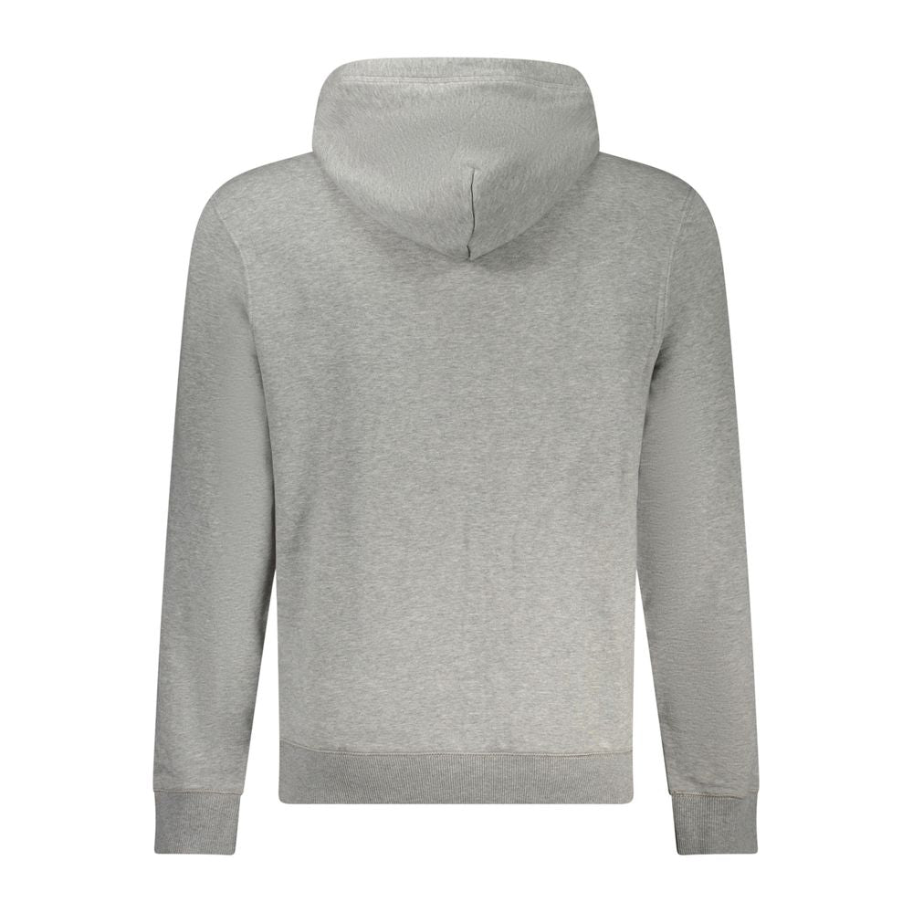 Gray Napapijri cotton men's sweater with a crew neck and relaxed fit, featuring subtle branding details.