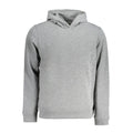 Calvin Klein Grigio polyester men's hoodie with front pocket and drawstrings, casual and comfortable athletic wear.