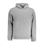 Calvin Klein Grigio polyester men's hoodie with front pocket and drawstrings, casual and comfortable athletic wear.