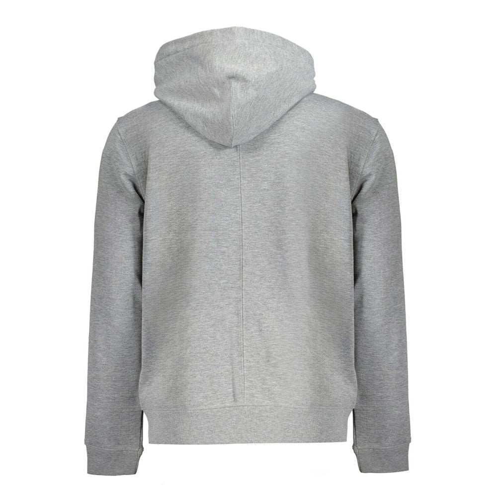 Calvin Klein Grigio polyester men's hoodie with front pocket and adjustable drawstrings, casual athletic wear.