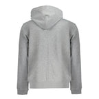 Calvin Klein Grigio polyester men's hoodie with front pocket and adjustable drawstrings, casual athletic wear.