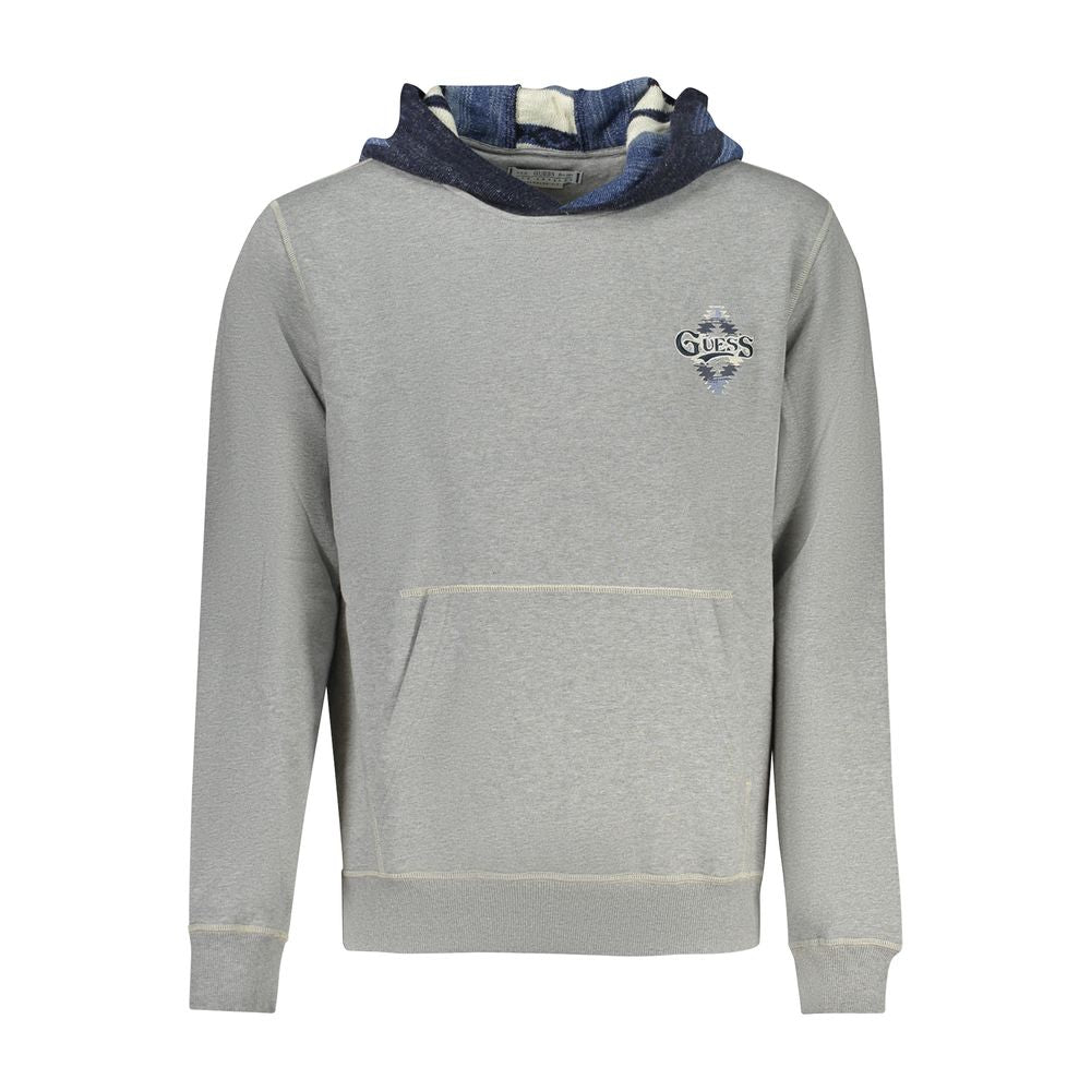 Gray Guess Jeans men's cotton sweatshirt with a crew neck and relaxed fit, ideal for casual wear.