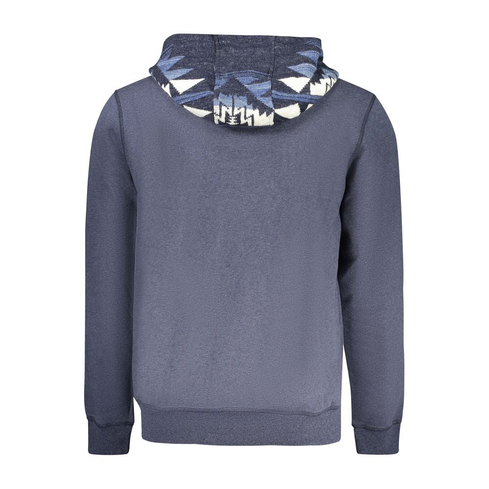 Blue cotton men's hoodie from Guess Jeans with a casual fit and front pocket, featuring the brand logo on the chest.