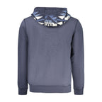Blue cotton men's hoodie from Guess Jeans with a casual fit and front pocket, featuring the brand logo on the chest.