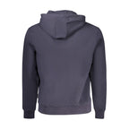 Blue cotton men's hoodie by Napapijri, featuring a comfortable fit and casual style, showcased on a plain background.