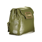 Mario Valentino green polyurethane women's backpack with adjustable straps and gold-tone hardware, stylish and functional for everyday use.
