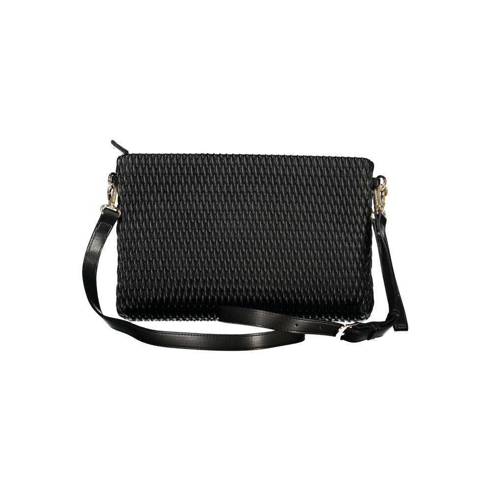 Mario Valentino Nero women's polyurethane bag with sleek design and top handle, featuring subtle branding and elegant style.