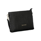 Mario Valentino Nero polyurethane women's bag with sleek design and silver hardware, featuring a top handle and spacious interior.