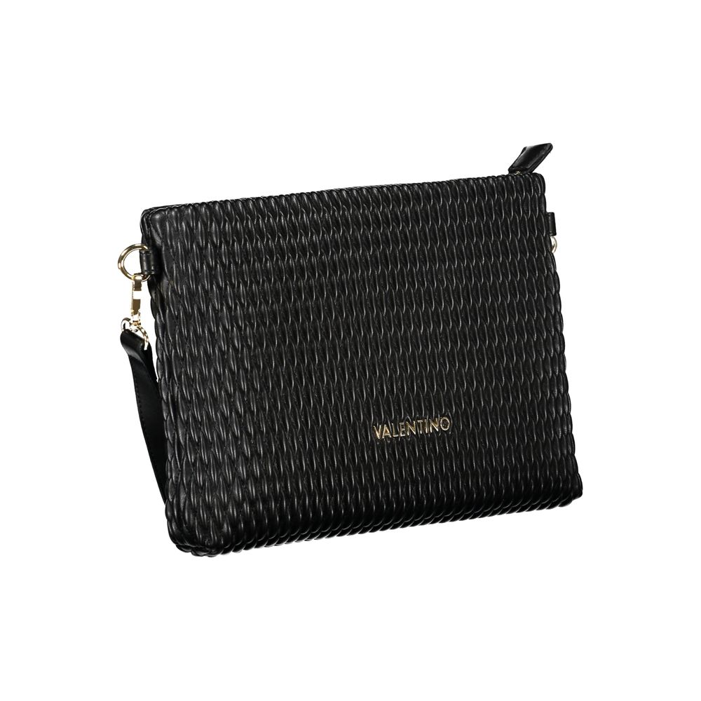 Mario Valentino Nero polyurethane women's bag with sleek design and silver hardware, featuring a top handle and spacious interior.