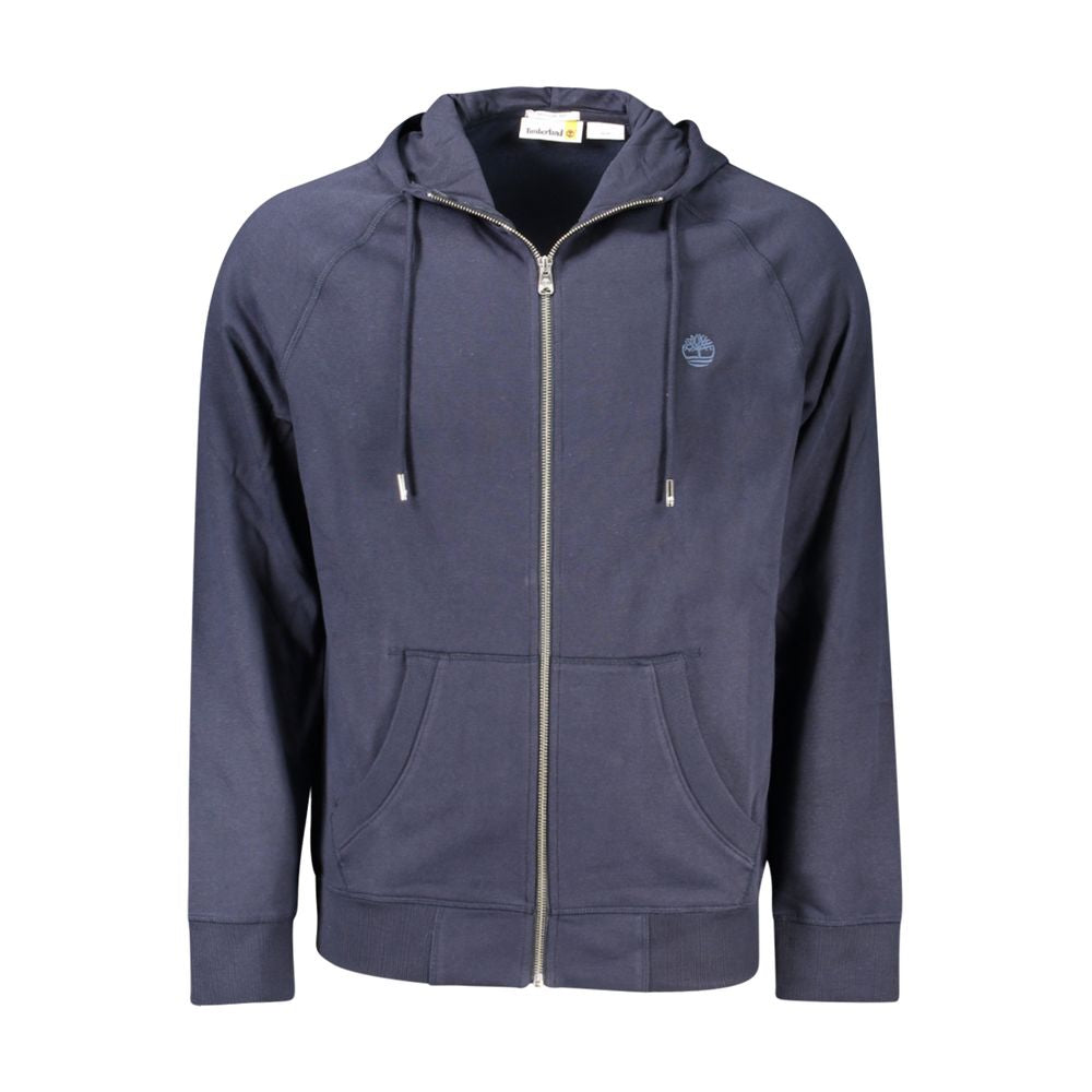 Timberland blue cotton men's sweatshirt with crew neck and long sleeves, casual style, shown on a plain background.