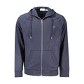 Timberland blue cotton men's sweatshirt with crew neck and long sleeves, casual style, shown on a plain background.