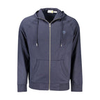 Timberland blue cotton men's sweatshirt with crew neck and long sleeves, casual style, shown on a plain background.