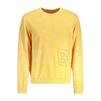 Yellow cotton men's sweatshirt from Guess Jeans featuring a casual fit and classic design, shown on a model.