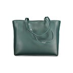 Mario Valentino Verde polyurethane women's bag with gold-tone hardware and adjustable shoulder strap.