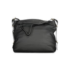 Mario Valentino Nero polyurethane women's bag with sleek design and silver hardware, featuring a top handle and adjustable strap.