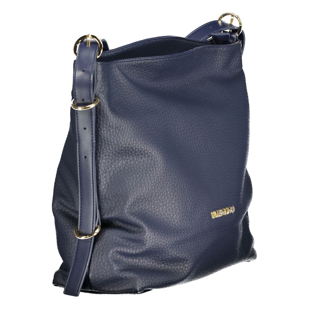 Mario Valentino blue polyurethane women's shoulder bag with handle, featuring a sleek and stylish design.