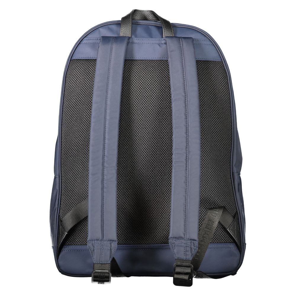 Tommy Hilfiger blue polyester men's backpack with adjustable straps and front pocket, stylish and functional for everyday use