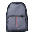 Tommy Hilfiger blue polyurethane men's backpack with multiple compartments and adjustable straps, stylish and functional.