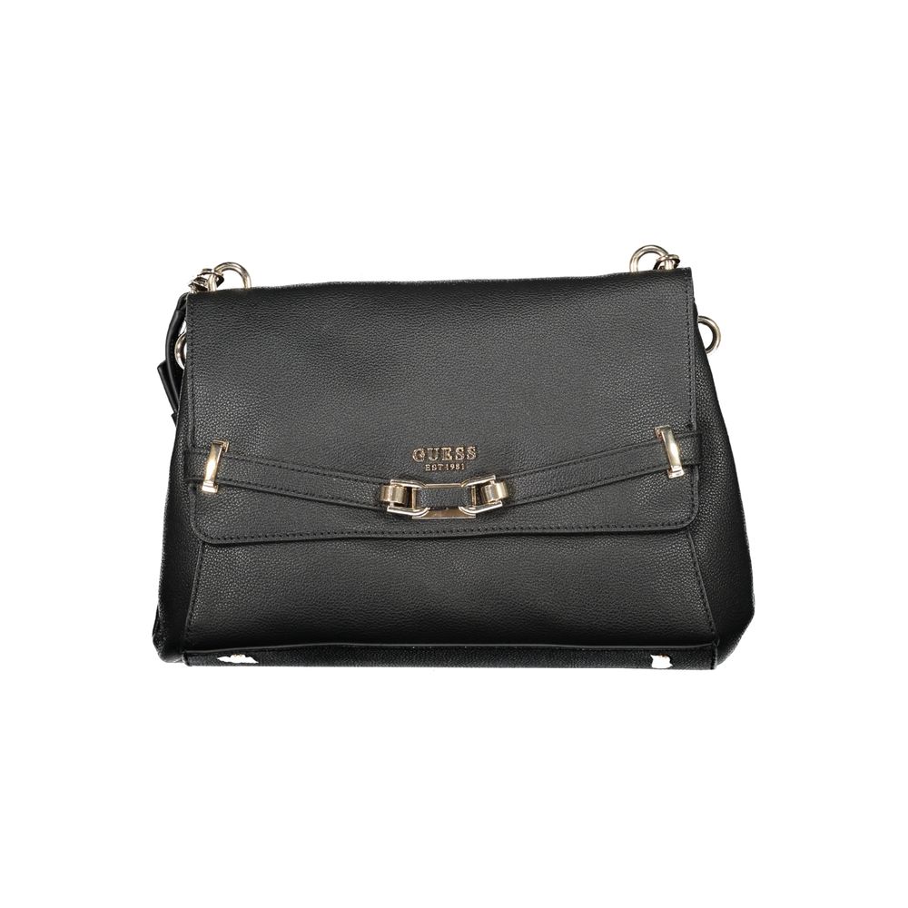 Black Guess Jeans women's handbag made of polyurethane, featuring a sleek design and stylish hardware.