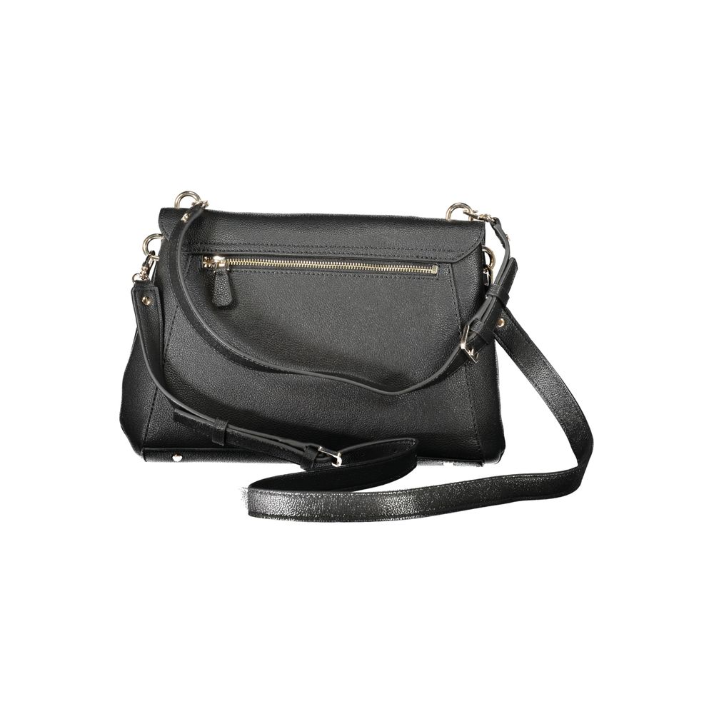 Guess Jeans black polyurethane women's handbag with sleek design and silver-tone hardware, featuring top handles and a zip closure.