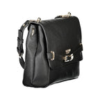 Guess Jeans black polyurethane women's handbag with sleek design and silver hardware, featuring a structured shape and top handle.