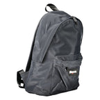Blue polyester men's backpack by Blauer with multiple compartments and adjustable straps, suitable for school or travel.