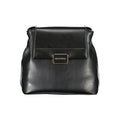 Black Mario Valentino polyurethane women's backpack with sleek design and adjustable straps, featuring a spacious interior.