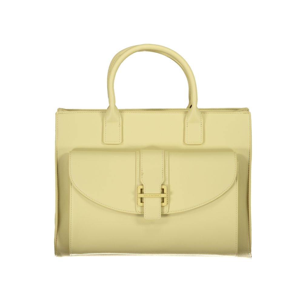 Mario Valentino Verde polyurethane women's bag with sleek design and silver hardware, featuring a top handle and adjustable strap.