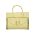 Mario Valentino Verde polyurethane women's bag with sleek design and silver hardware, featuring a top handle and adjustable strap.
