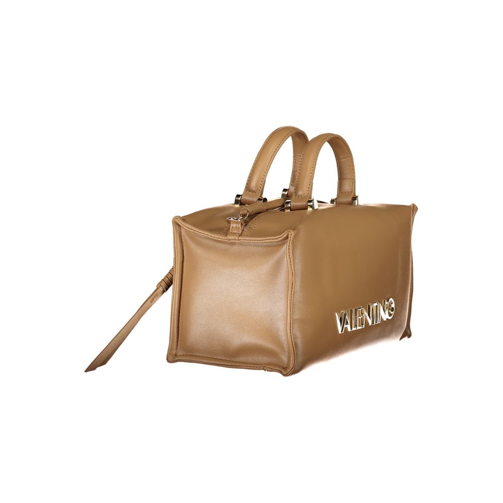 Beige Mario Valentino women's polyurethane bag with stylish design and top handle, featuring silver hardware and spacious interior.